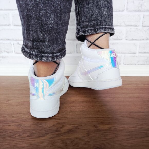 ❤️Nike Court Vision Mid Sz 6.5 Women's Shoes Sneaker White Iridescent FD0819-100 - Picture 7 of 14